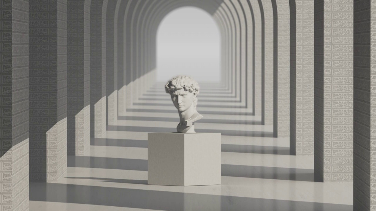 大卫雕塑意境空间艺术创意视频下载