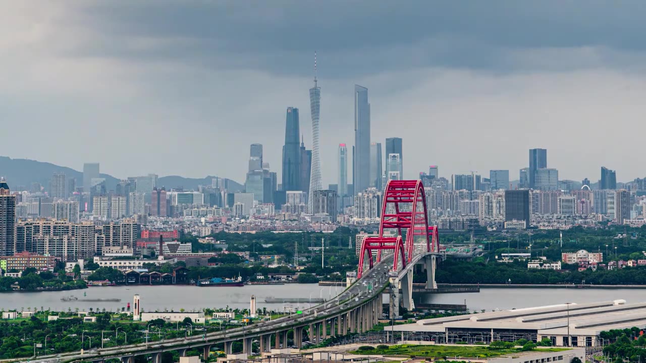 【4K】广东广州日转夜延时视频，新光大桥，广州CBD视频下载