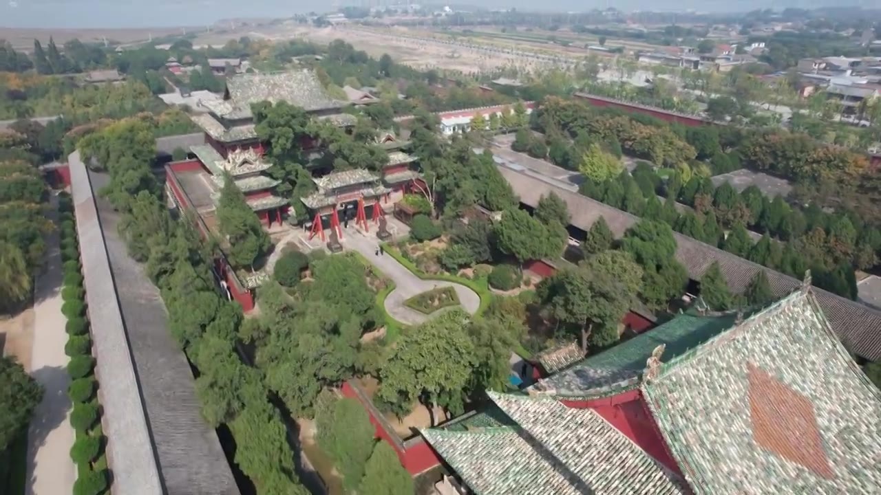 中国山西运城关帝庙航拍视频下载