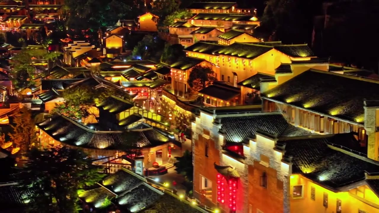 航拍江西上饶市望仙谷旅游度假区仙侠世界自然风光视频下载