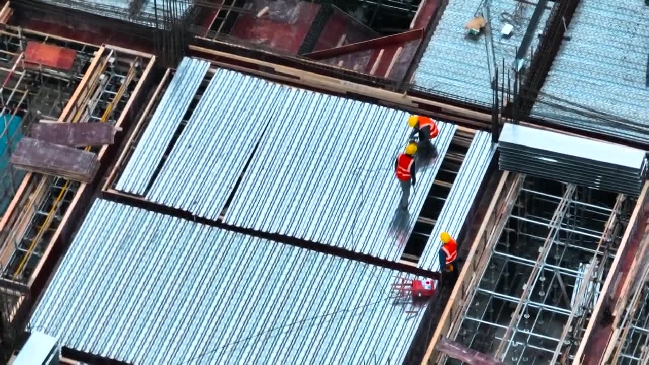 建筑工地施工现场航拍视频素材