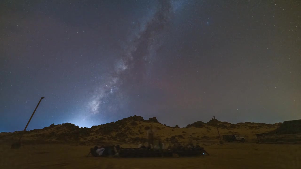 沙特阿拉伯阿尔·加拉梅尔沙漠（Al Gharameel）观星营地和星空银河延时视频下载