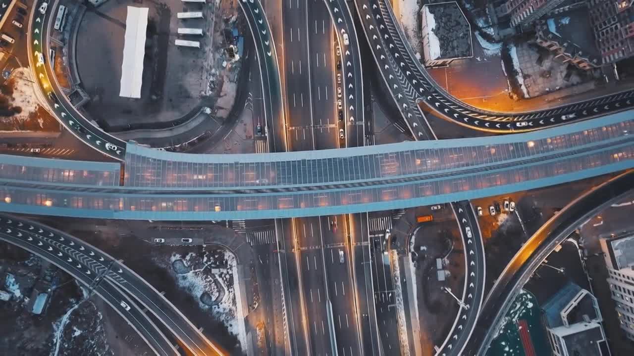 沈阳胜利立交桥夜景城市航拍大气风景视频素材