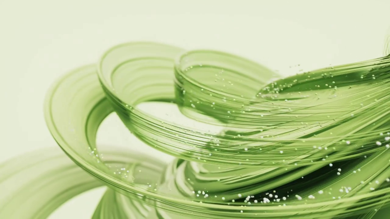 绿色流动的粒子与曲线3D渲染视频下载