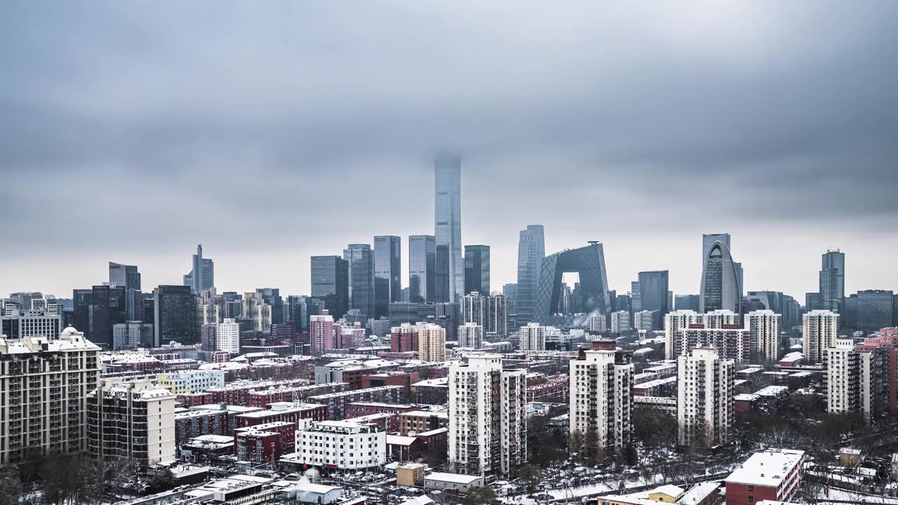 【8K】北京CBD的雪视频素材