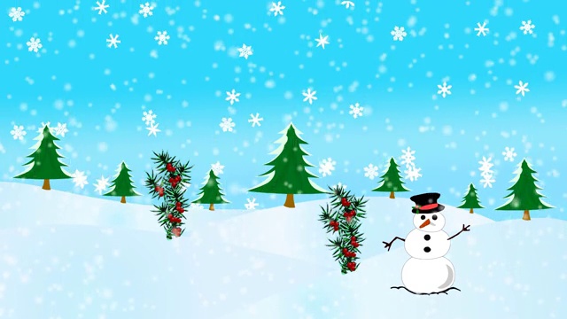 雪地里的雪人动画特效视频下载