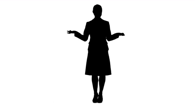 一个女人的剪影在白色的背景下站着说话视频下载