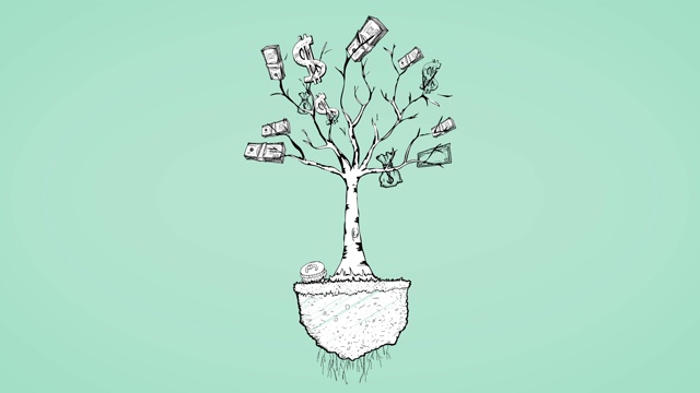金钱树动画在绿色的背景视频素材