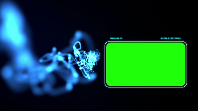 绿色屏幕旁边的蓝色发光线条动画特效视频素材