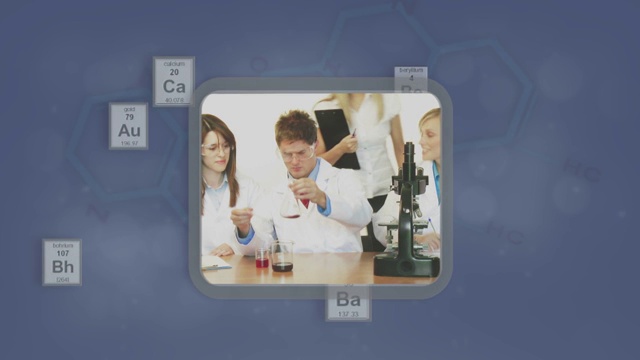化学家们在实验室里做实验动画特效视频下载
