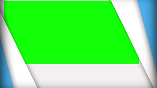 绿色屏幕在蓝色背景中对角线弹出和消失视频素材