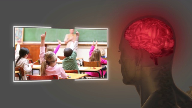 一个小学教室用大脑的动画视频视频下载