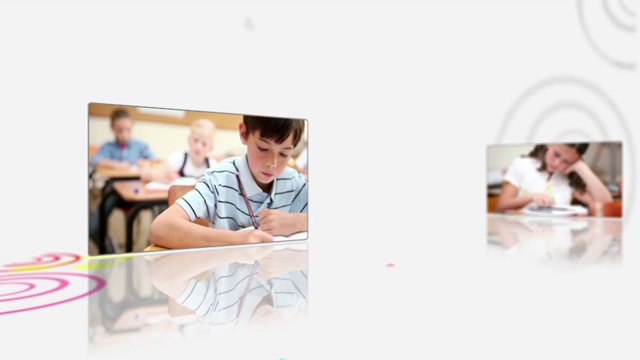 学生在课桌前的动画视频视频素材
