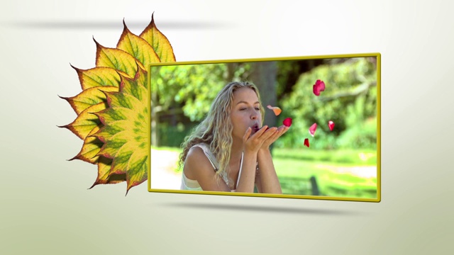 女人吹树叶和泡泡的动画特效视频下载
