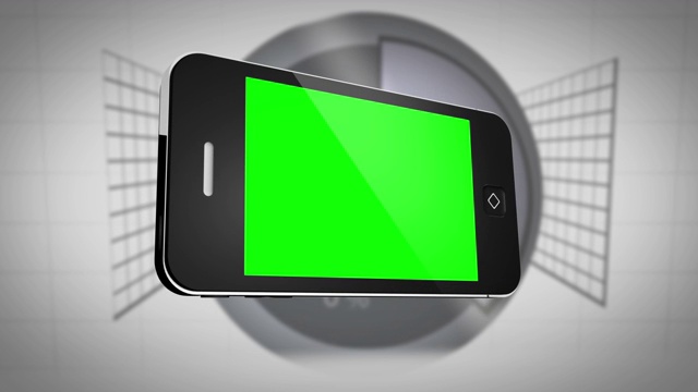 智能手机与绿色屏幕前的统计灰色背景视频下载