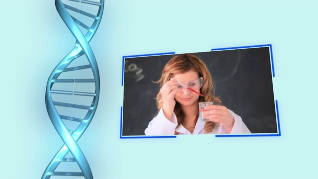 化学家做实验与DNA螺旋动画特效视频素材