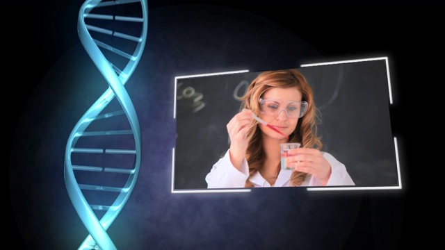 化学家做实验与DNA螺旋动画特效视频素材