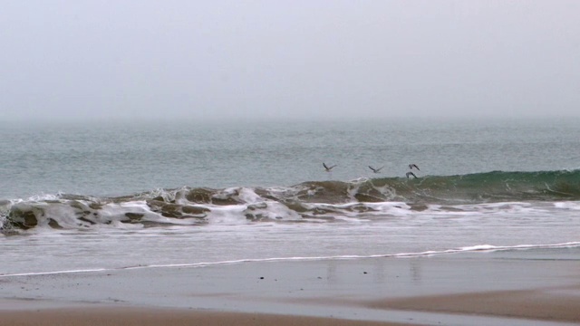 海浪拍打着海滩的慢镜头视频下载