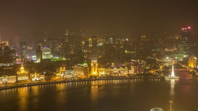上海外滩从日落到夜晚的时间变迁，中国视频素材