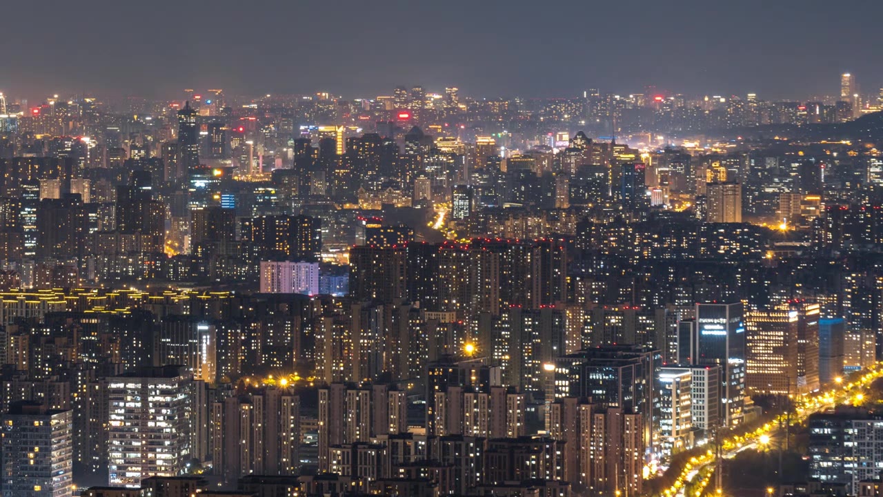 杭州繁华市区城市天际线日转夜延时视频素材