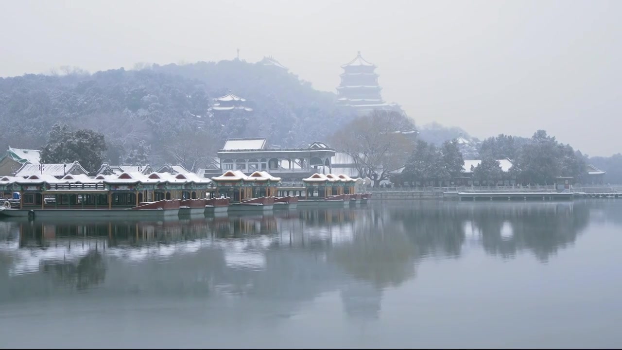 北京颐和园冬季雪景视频下载