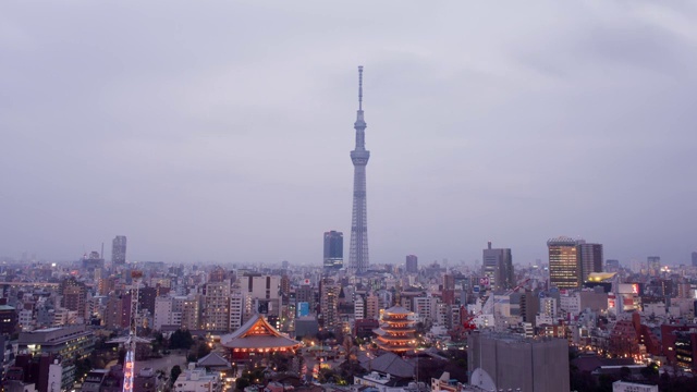 浅草寺和东京天空塔在日本东京视频素材