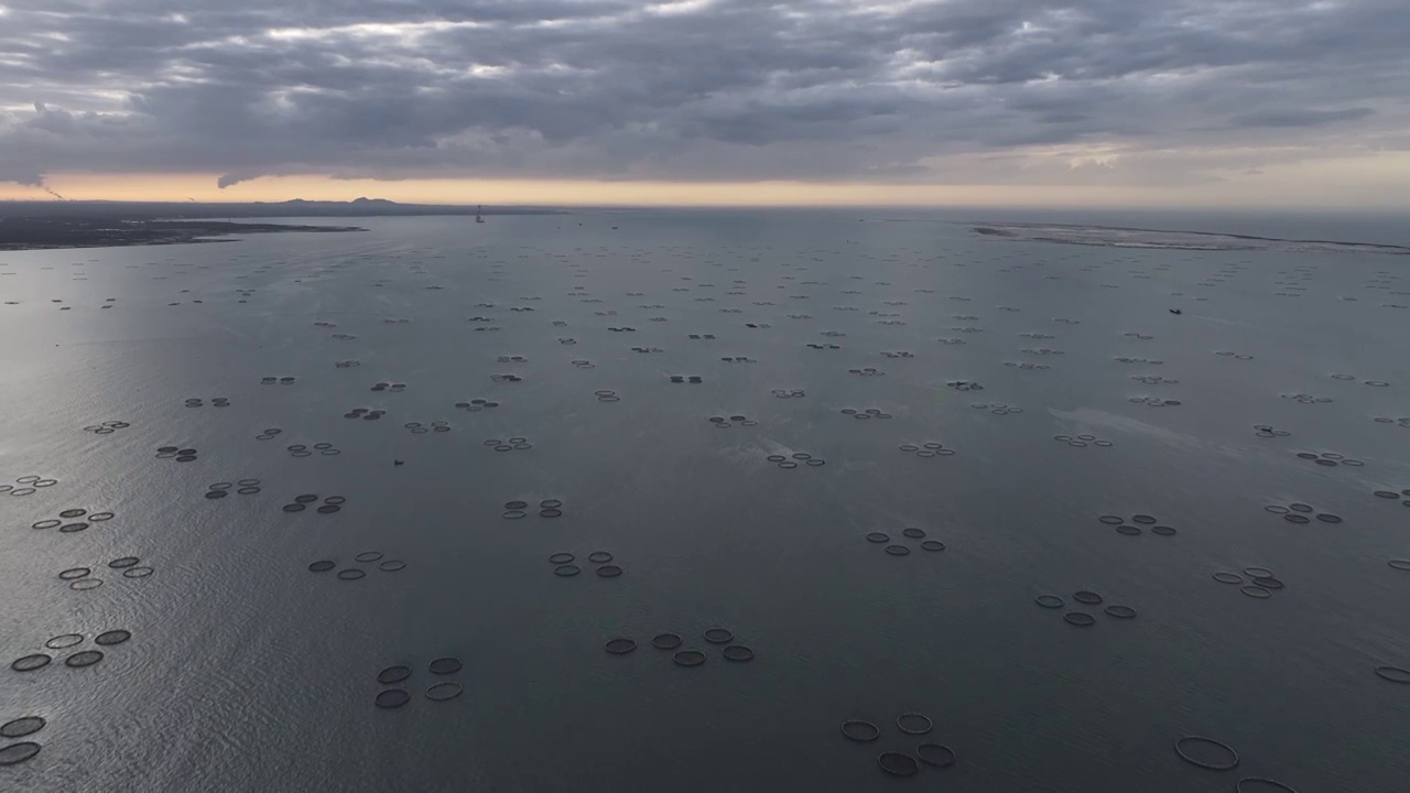 海南省北部湾的海上水产养殖网箱视频下载