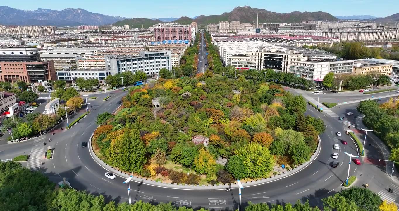 航拍北京密云城区秋天风景视频下载