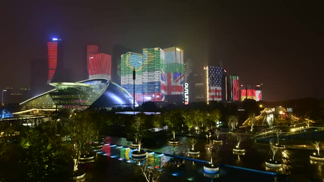 杭州大剧院灯光秀视频素材