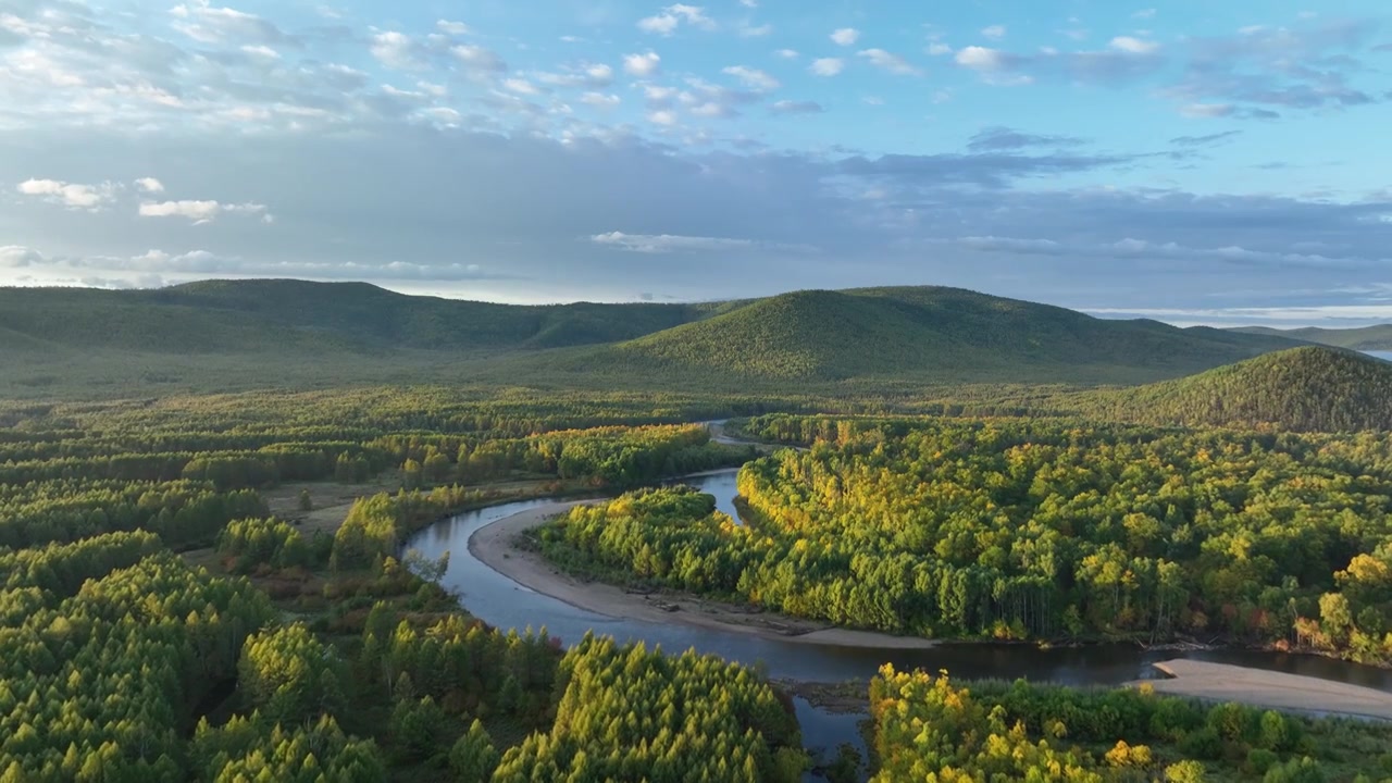 内蒙古根河源国家湿地公园秋景视频下载
