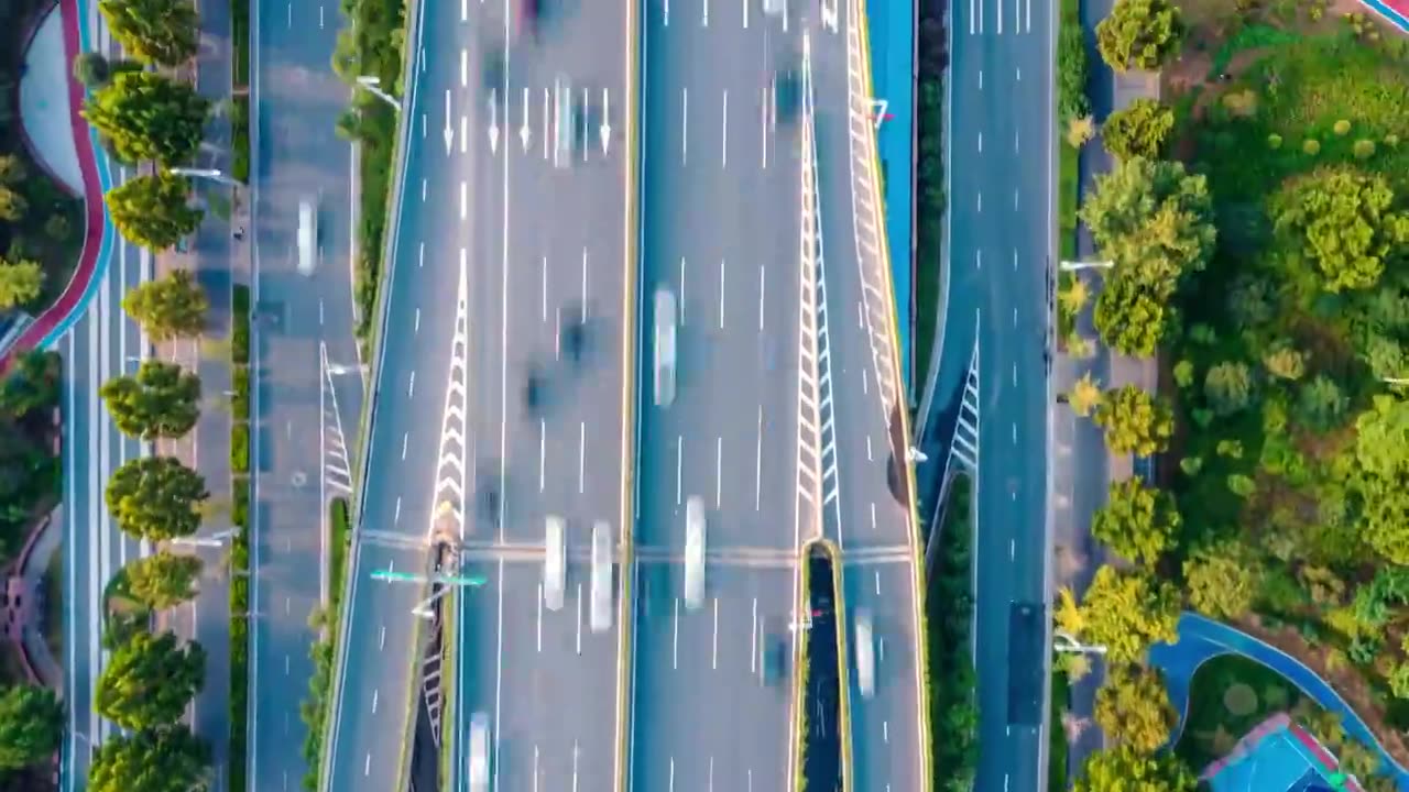 郑州中州大道车流航拍延时摄影视频下载