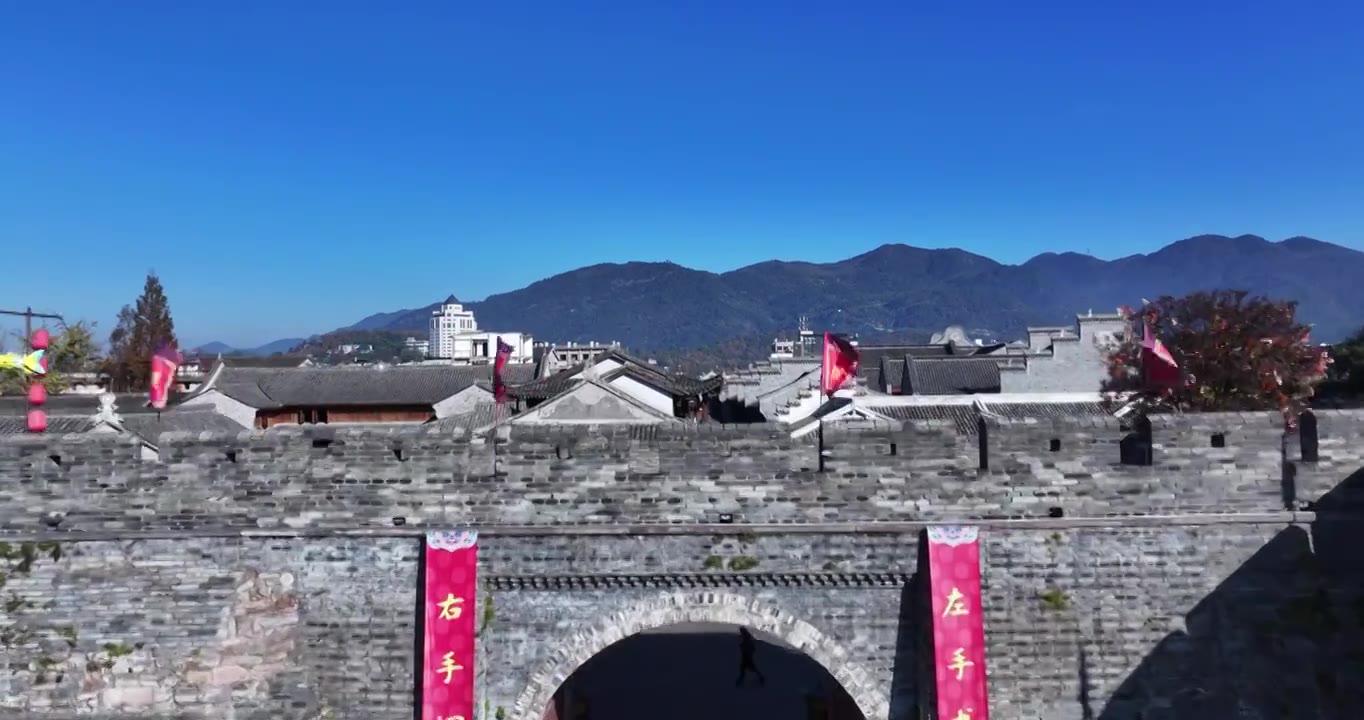 台州府城临海古镇古城墙航拍视频下载