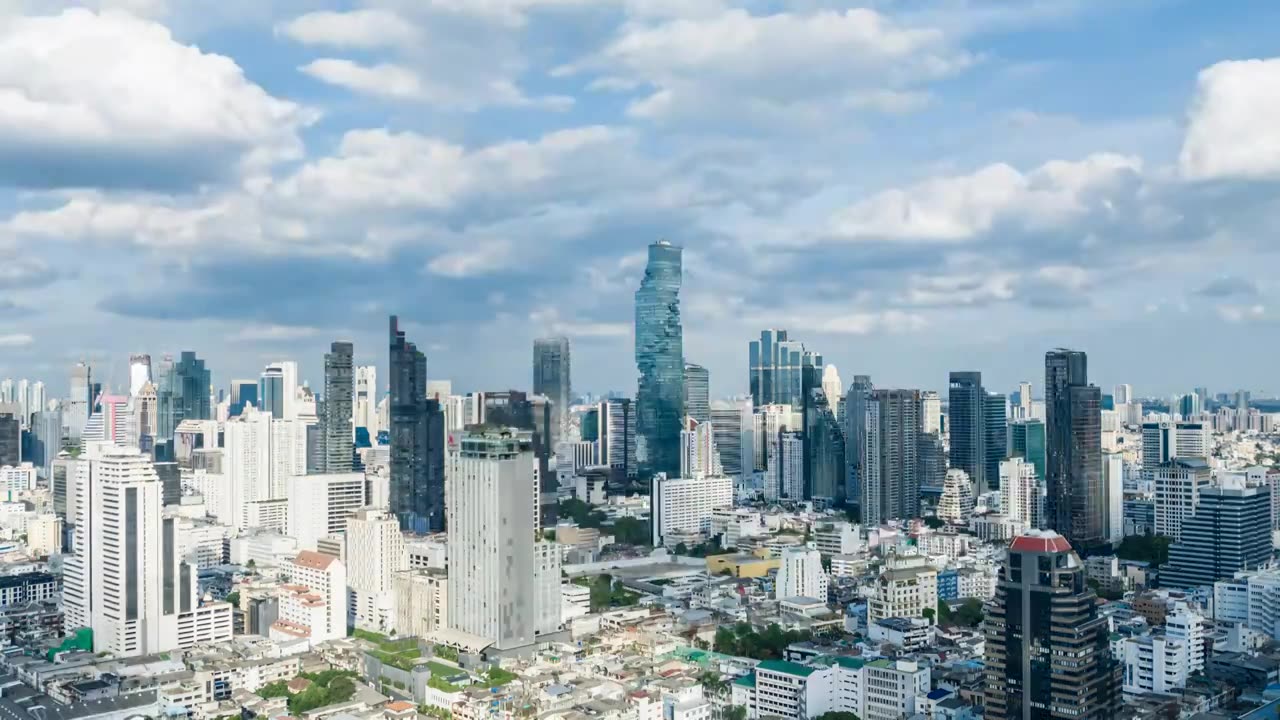 原创 泰国曼谷城市高楼天际线延时航拍风光视频下载