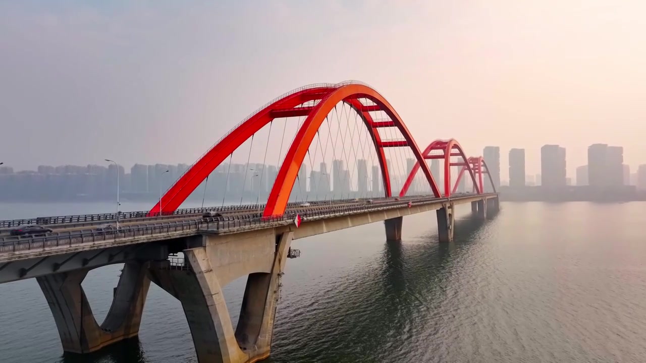 4k长沙湘江福元路大桥航拍视频素材