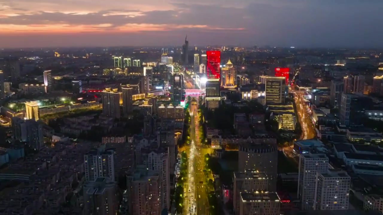 上海杨浦区俯瞰飞向五角场夜景延时视频下载