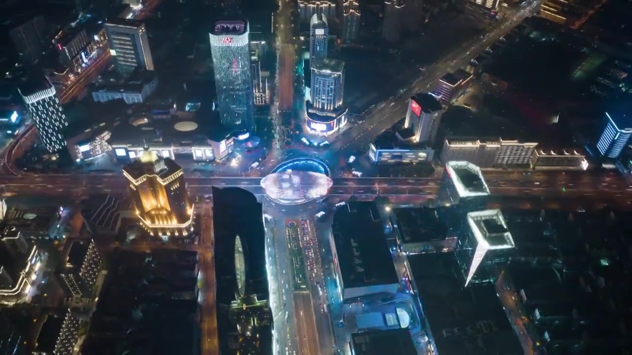 上海五角场商圈夜景延时摄影视频下载