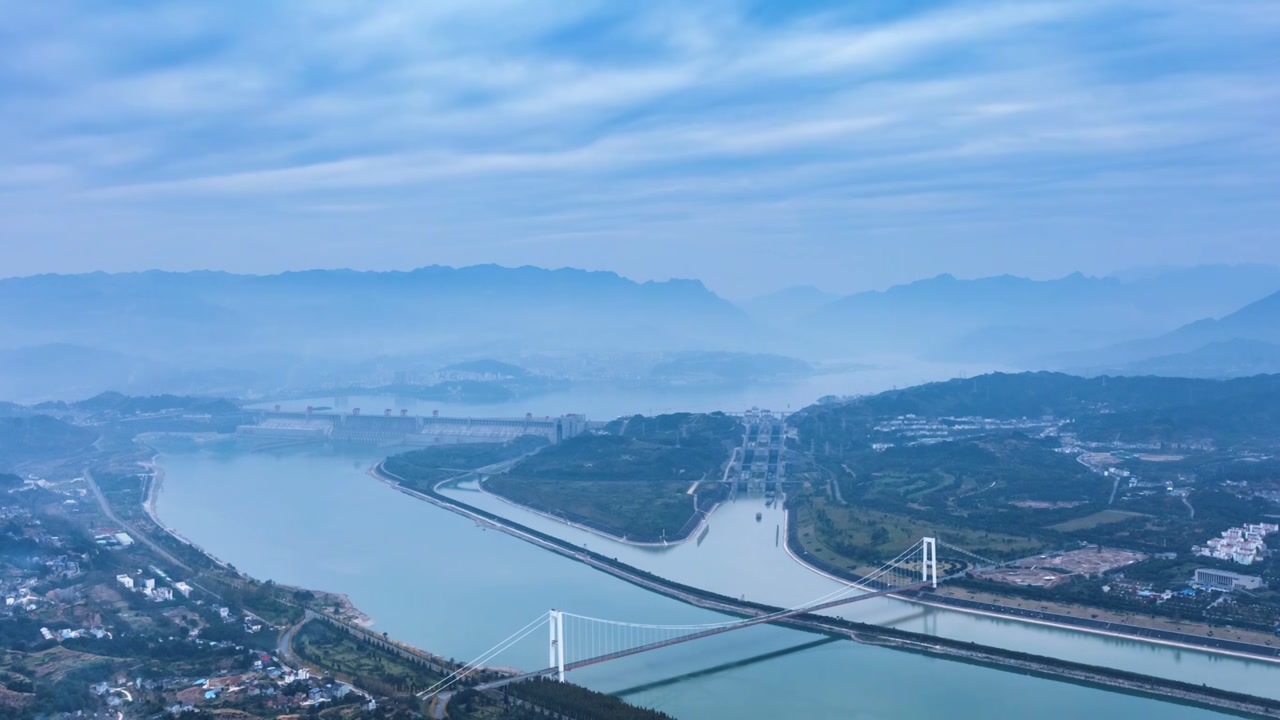 三峡大坝薄雾延时视频下载