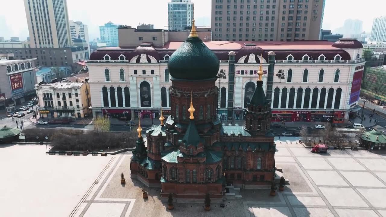 4K哈尔滨城市无人空城疫情航拍宣传片视频下载