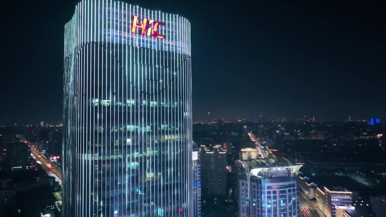 上海五角场合生汇航拍夜景视频下载