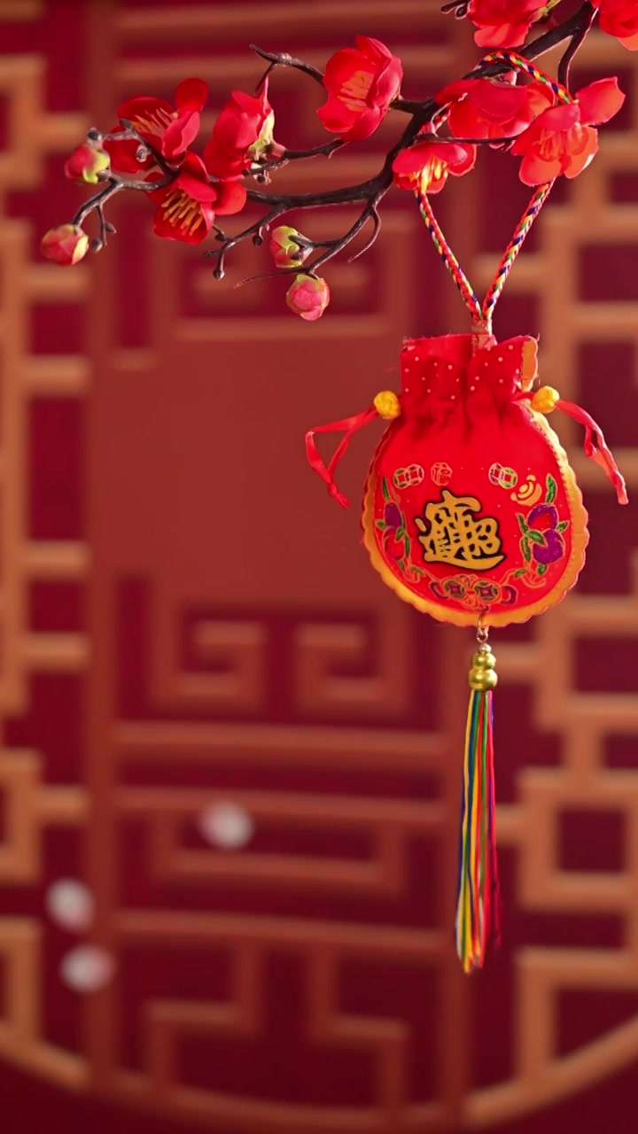 中式新年春节喜庆拉花装饰视频下载