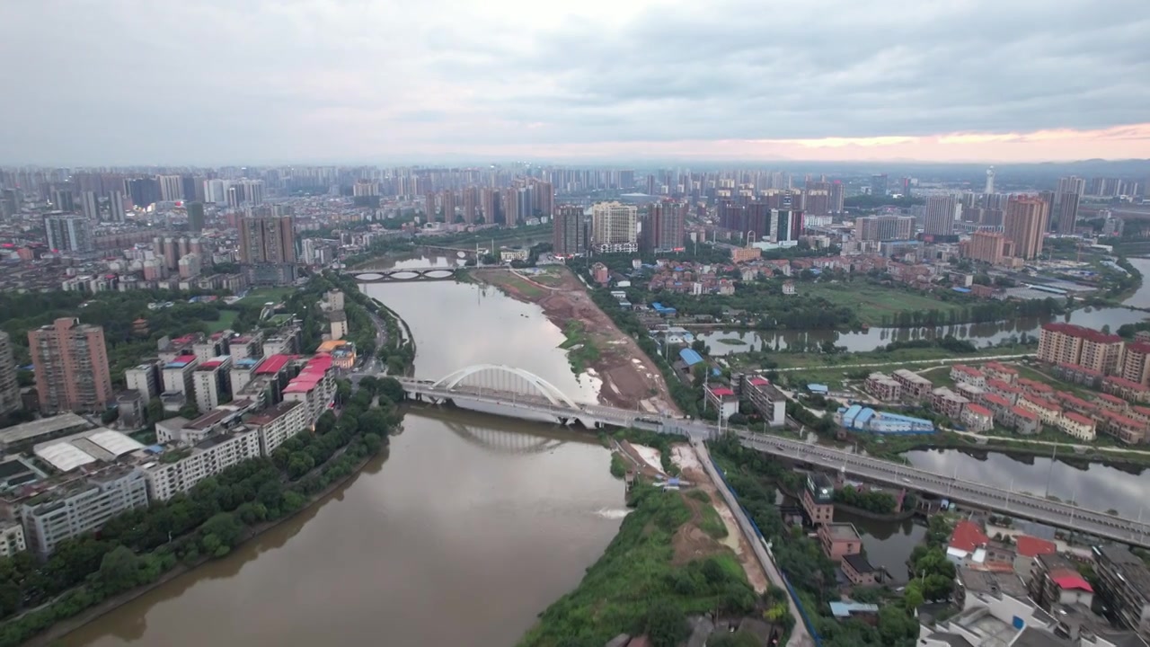 湖南省衡阳市石鼓区城市天际线航拍视角视频下载