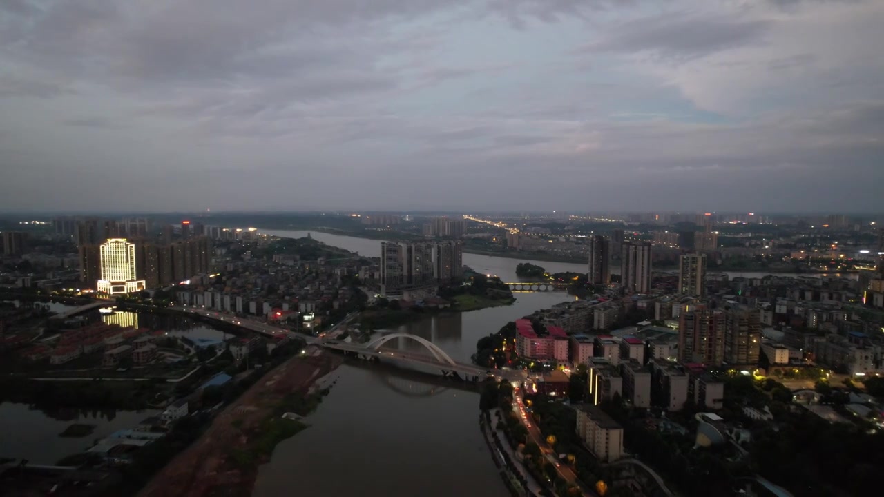 湖南省衡阳市石鼓区城市夜景航拍视角视频下载