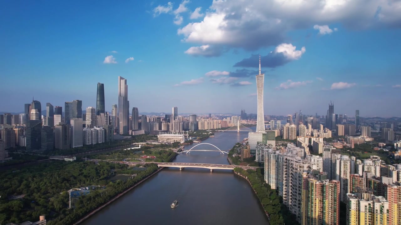 广州珠江新城航拍空镜视频素材