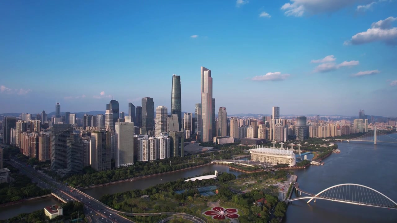 珠江新城航拍空镜视频素材