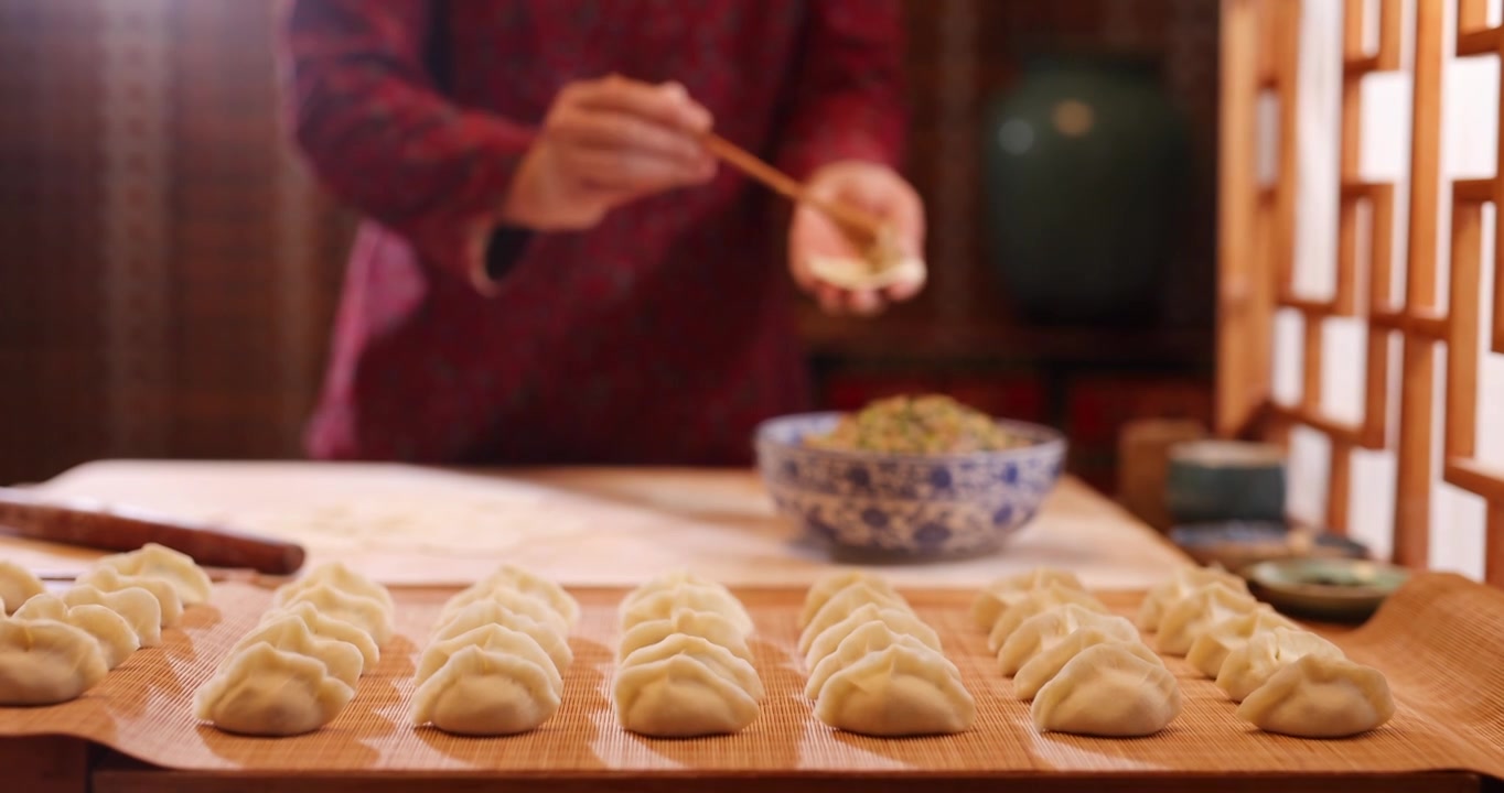 包饺子,春节,冬至,中华传统美食视频素材