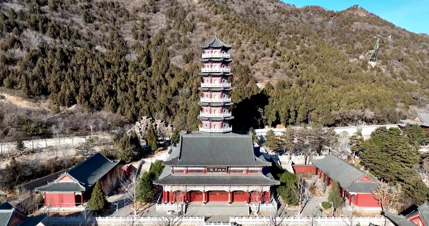 航拍北京密云冶仙塔旅游风景区视频下载