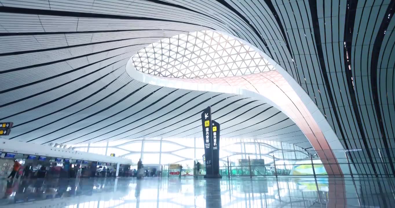 北京大兴机场值机大厅延时摄影视频下载