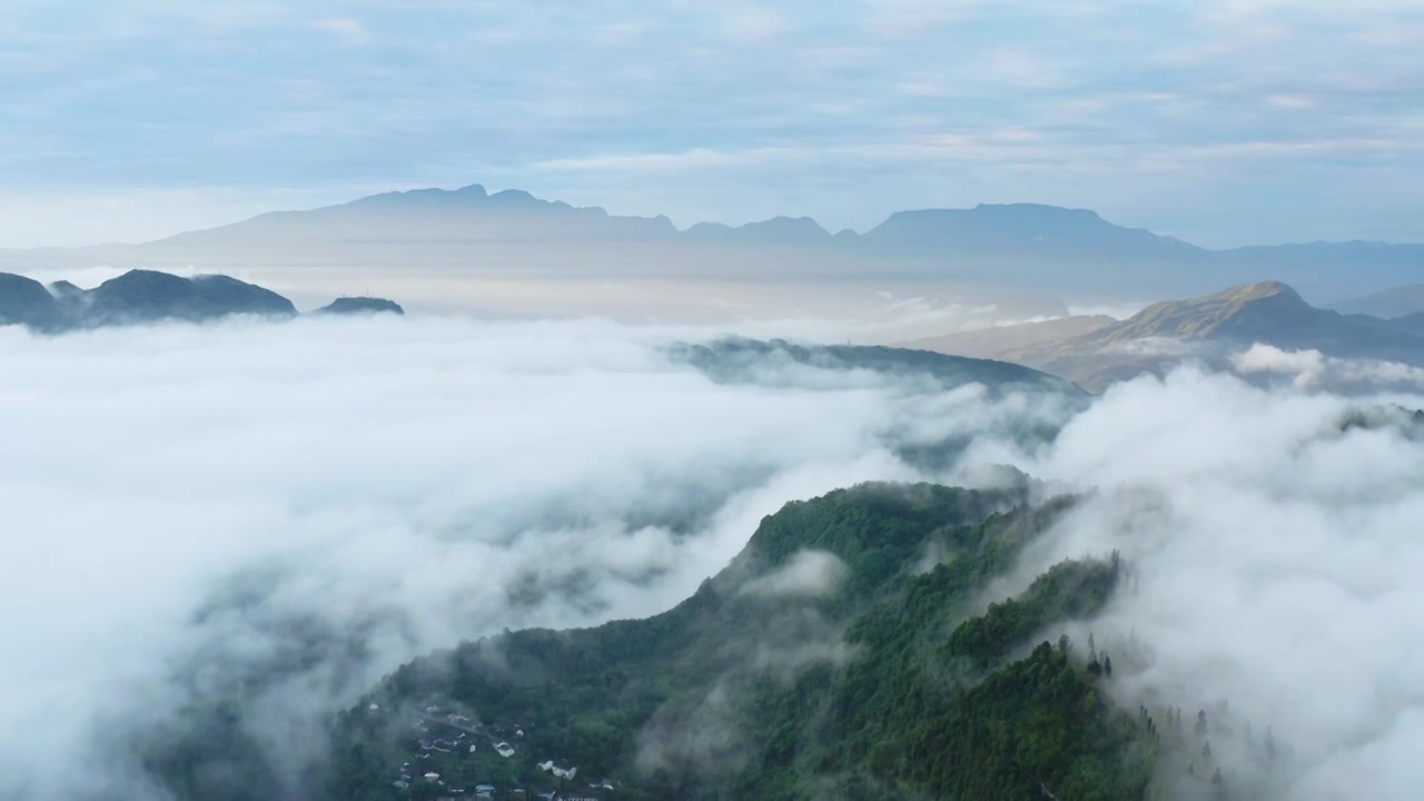 唯美大气自然风光震撼云雾流动云海风景视频素材