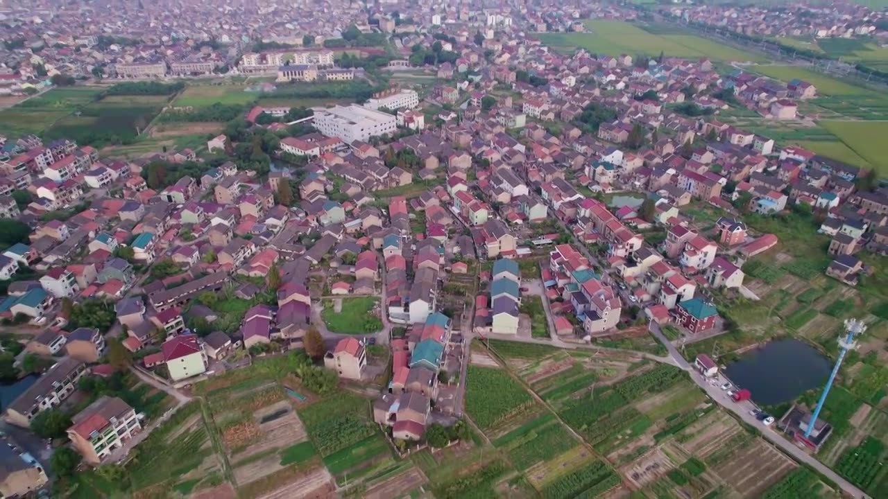 航拍绍兴市越城区沥海街道阮家村视频下载