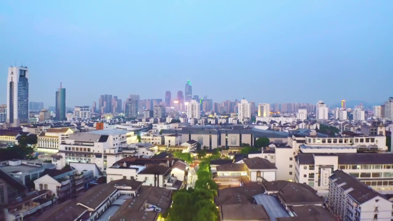 航拍绍兴市区城市风光视频下载